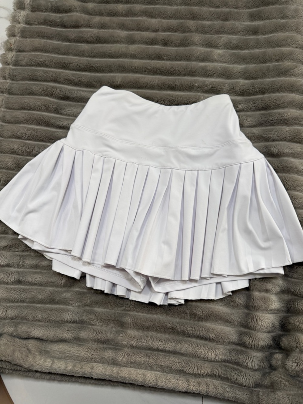 White Pleated Mini Skirt with Built-In Shorts